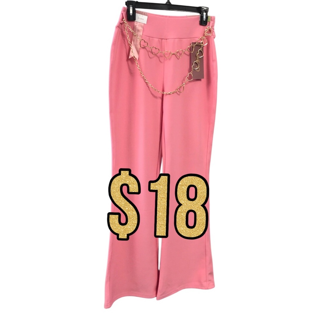 NEW Pink Wide-Leg Pants with Gold Heart Chain (#36) 💖